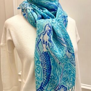 Lilly Pulitzer MERMAID cashmere/silk Murfee Scarf “NICE TAIL”